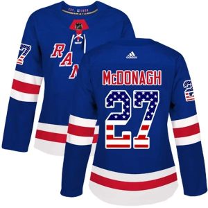 Damen New York Rangers Trikot Ryan McDonagh 27 Blau USA Flag Fashion Authentic